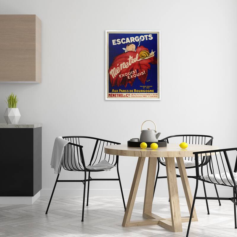 Stupell Vintage Escargots Advertisement Framed Giclee Art Design By Marcus Jules