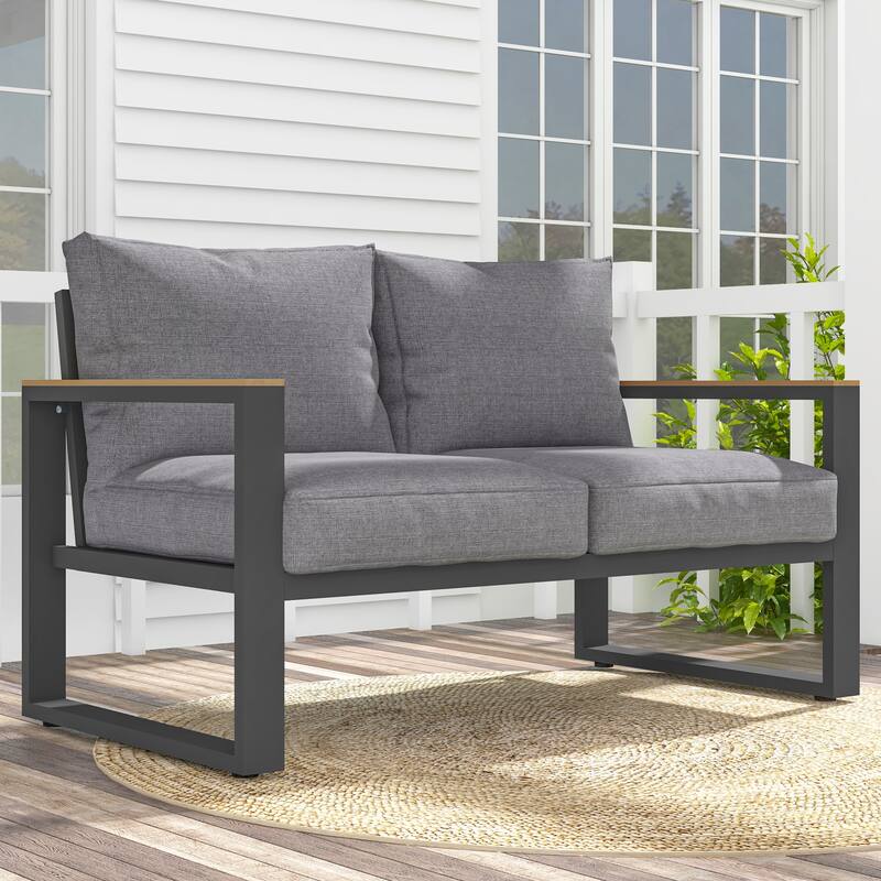 52'' Metal Outdoor Loveseat with Cushions