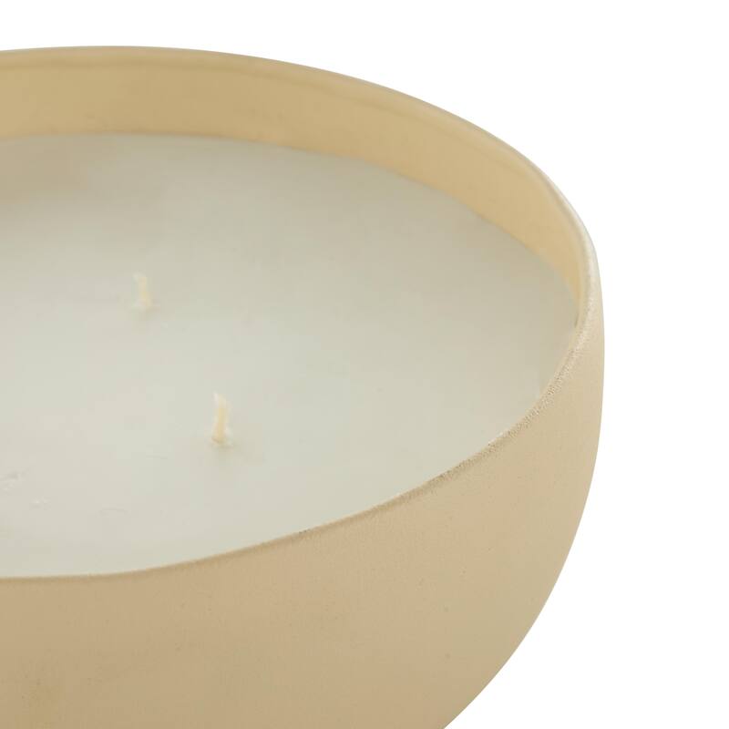 Beige, Black or Cream Metal Scented Textured 34oz 4 Wick Decorative Candle with White Wax