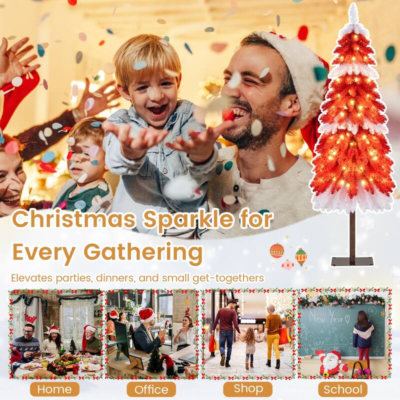 Costway 5 FT Artificial Candy Cane Christmas with 100 Warm White LED - as pic shows - See Details