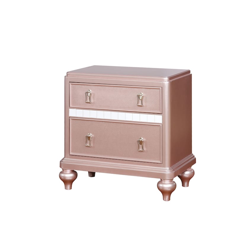 Gibson Clarita Glam Wood 2-Drawer Nightstand by Silver Orchid