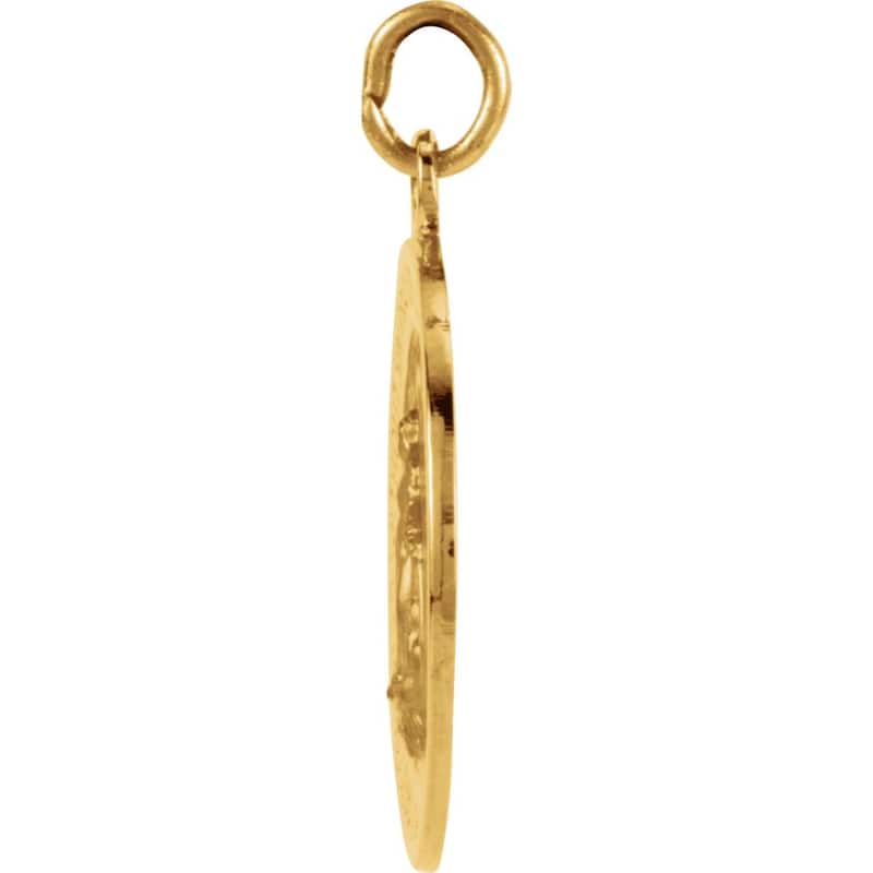 Curata 14k Yellow Gold 15mm Polished Round Miraculous Medal Necklace, 16"
