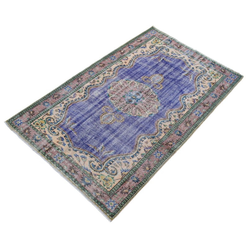 ECARPETGALLERY Hand-knotted Color Transition Dark Blue Wool Rug - 5'11 x 8'10
