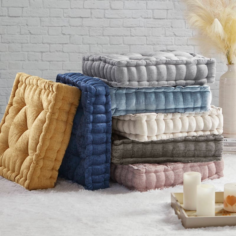 Intelligent Designs Charvi Poly Chenille Square Floor Pillow Cushion