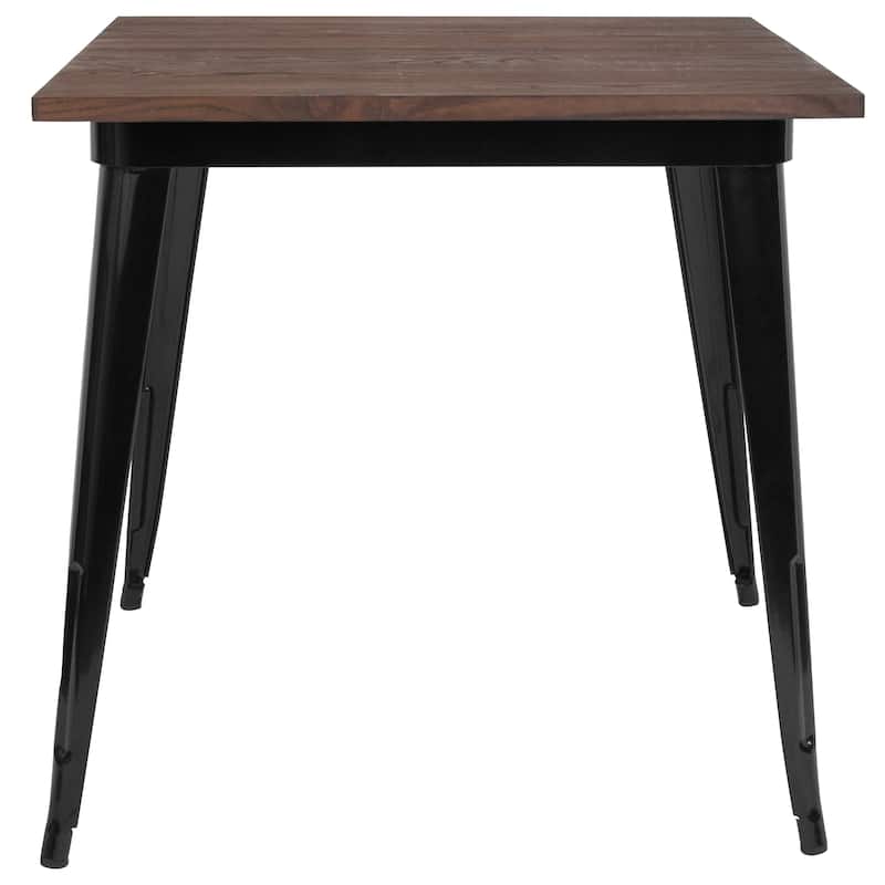 Industrial Steel and Wood Compact Square Dining Table - 31.5"W x 31.5"D x 30.5"H