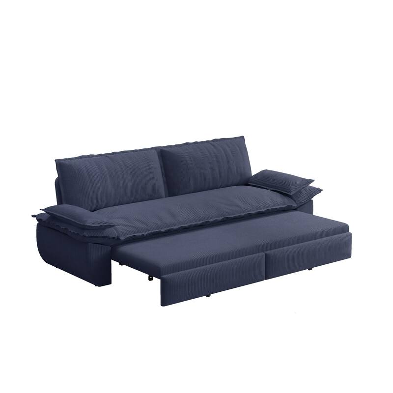 3 in 1 Pull Out Couch, 73.2" Corduroy Sofa Bed, Convertible Loveseat Sleeper Sofa for Living Room, Upholstered Couch Bed