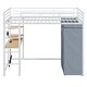 preview thumbnail 8 of 78, Modern Loft Bed with Desk & Wardrobe, Metal Loft Bed Frame with Shelves, USB Power Outlet, LED Light, for Kids Teens Adults