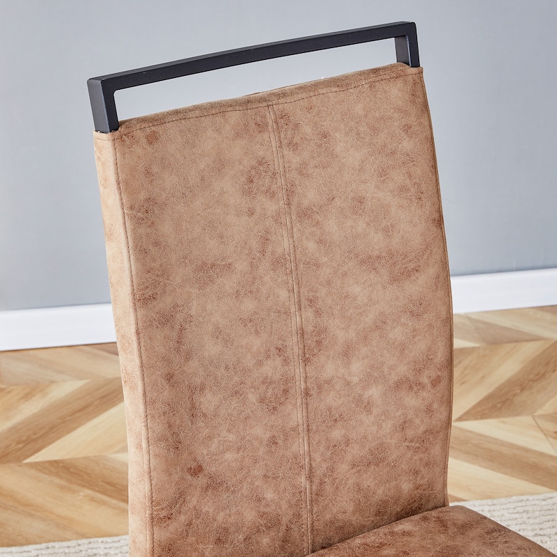 Modern Dining Set with Tempered Glass Legs & Fabric Chairs