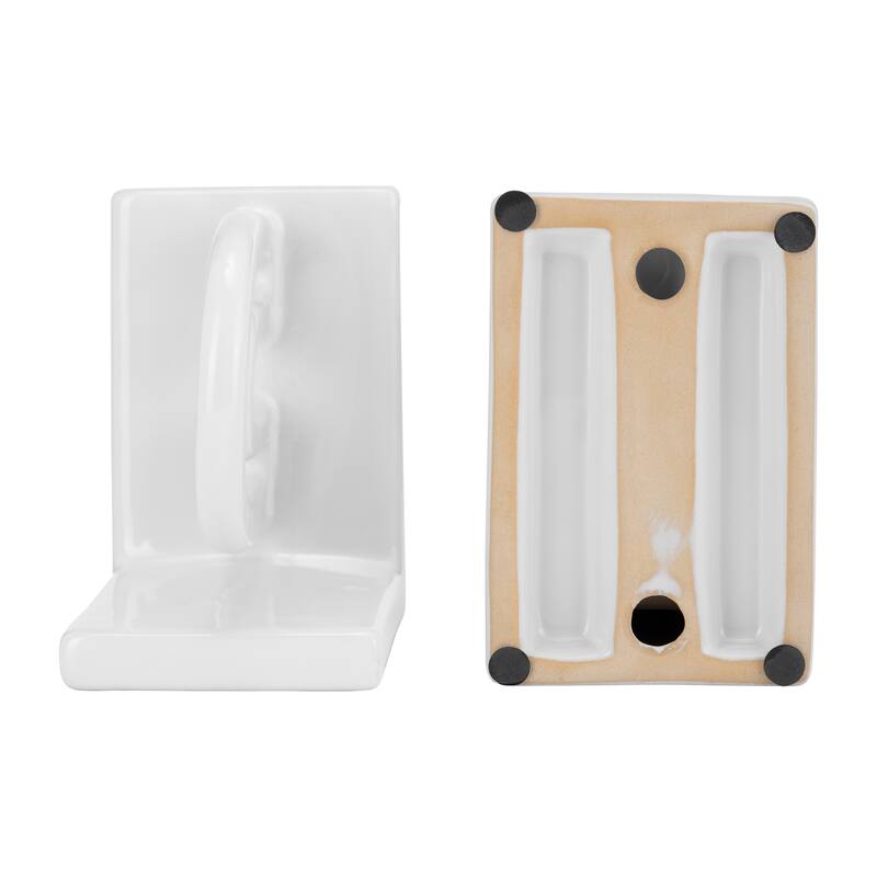 Sagebrook Home Arch Bookends Contemporary Ceramic Rainbow Arched Bookend Set for Book Display and Organization - 5" x 3" x 6"