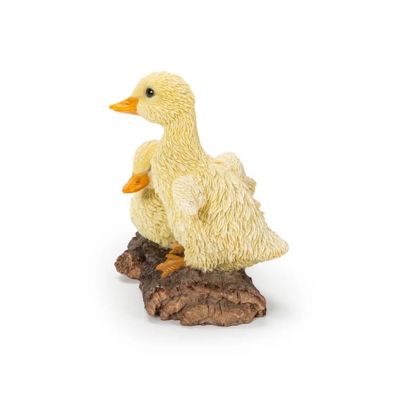 Playful Ducklings Outdoor Garden Statue - 5.25" - Yellow