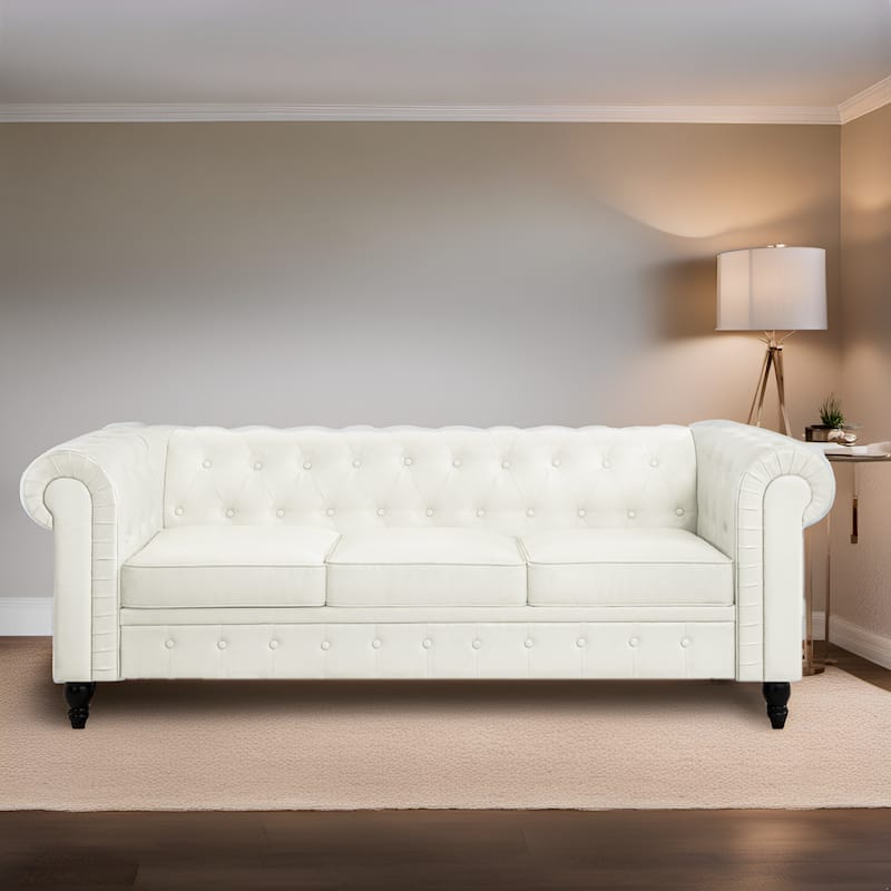 Elegance Chesterfield Mid-Century Modern Sofa, Loveseat & Chair – Luxurious Comfort for Cozy Living Rooms