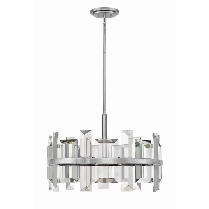 Fredrick Ramond Odette 6 Light 24" Wide Drum Chandelierwith Emerald - Polished Nickel