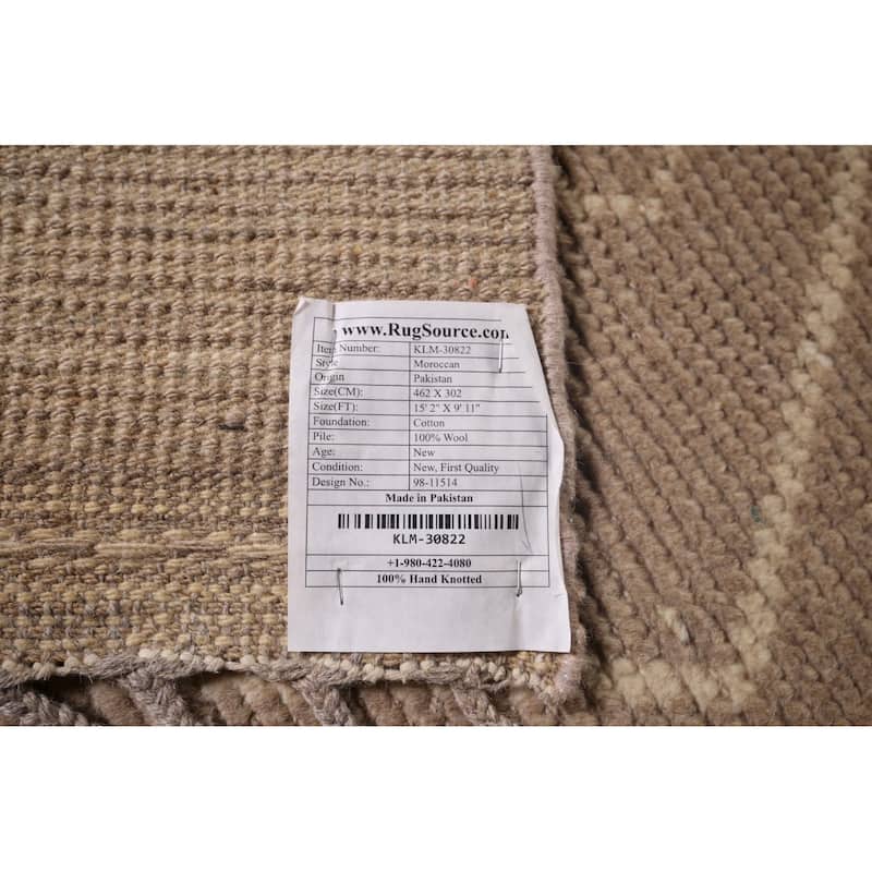 Earth Tone Moroccan Large Oriental Area Rug Handmade Wool Carpet - 9'11"x 15'2"