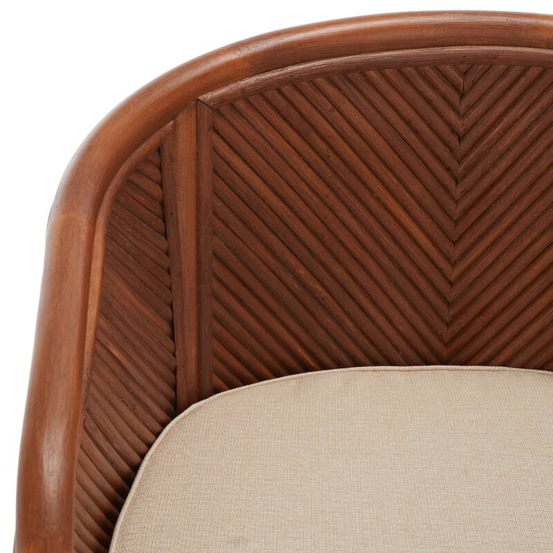 SAFAVIEH Zelia Rattan/Beige Cushion Accent Chair - 21 In. W x 22 In. D x 29 In. H - 21Wx22Dx29H