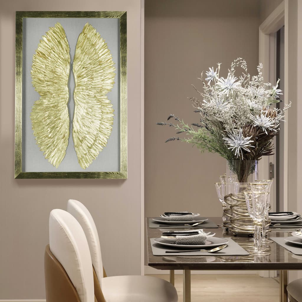 HUJI Dual Gold Wings Shadow Box Wall Decor