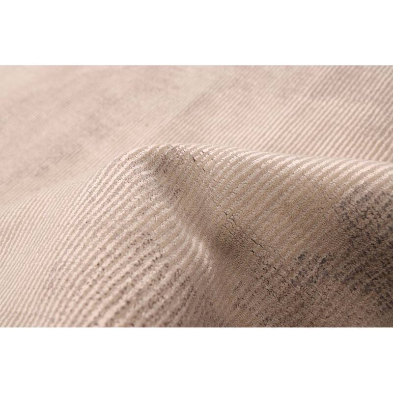 ECARPETGALLERY Hand Loomed Loreto Taupe Viscose, Wool Rug - 5'4 x 7'5