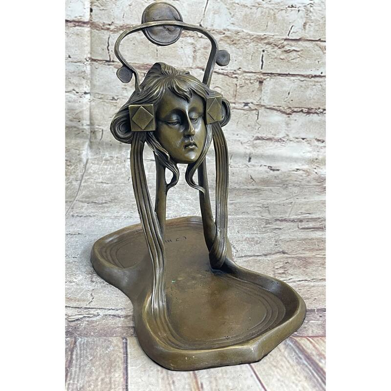 Art Deco Art Nouveau Austria Bronze Nude Lady Card Jewelry Trinket Tray Ashtray