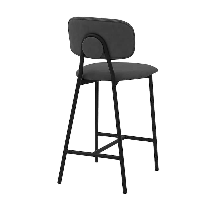 26" Stylish Foam Cushion Saddle Seat Counter Bar Stool with Faux Leather Upholstery and Iron Frame - 37" H x 18" W x 18.5" D
