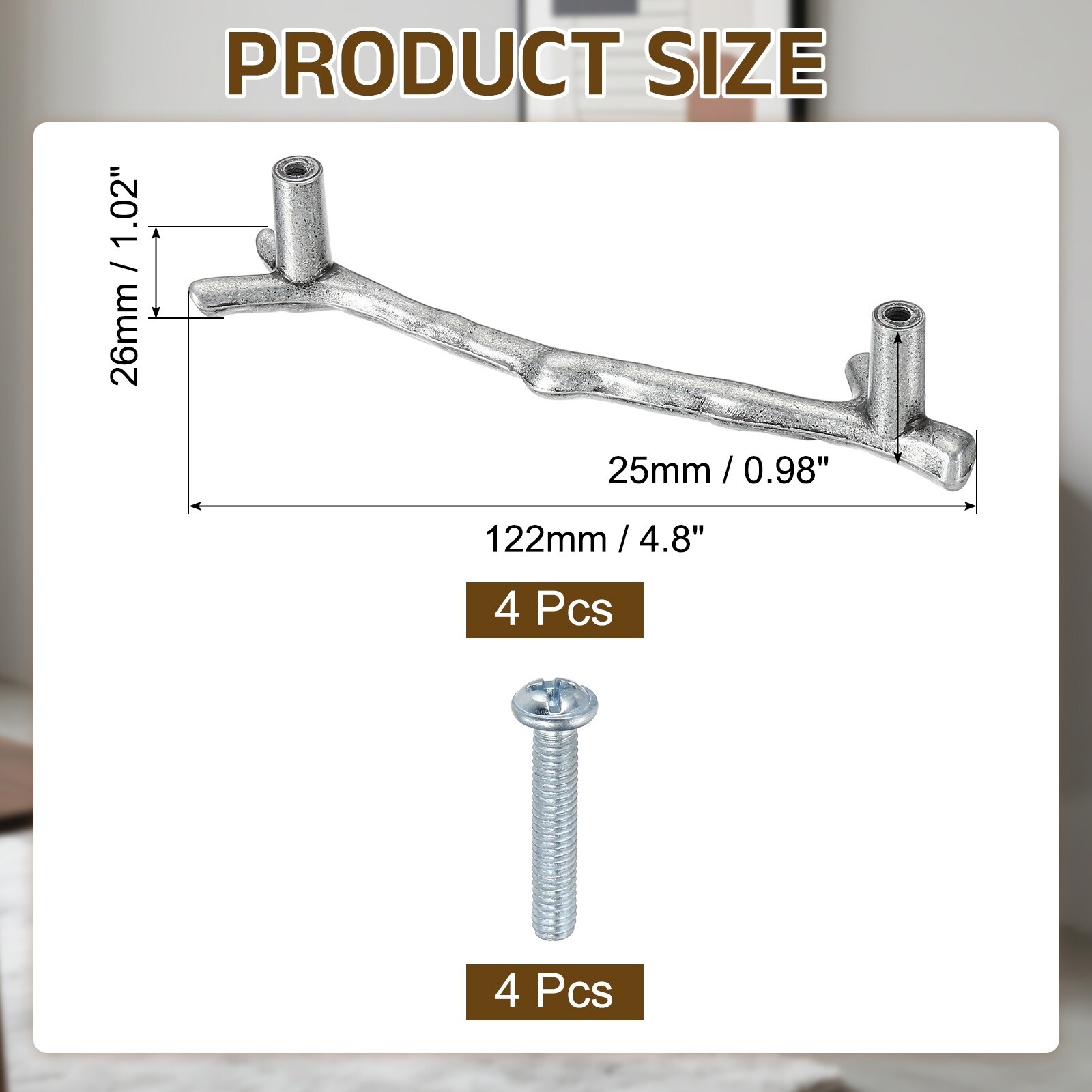 Twig Knobs, Zinc Alloy Tree Branch Furniture Dresser Pull Handles for Kitchen Wardrobe