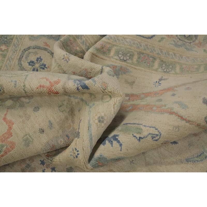 Hand Knotted Oriental 100% Wool Carpet Traditional All-Over Beige & Ivories Ziegler Area Rug - 9' 11'' X 8' 1''