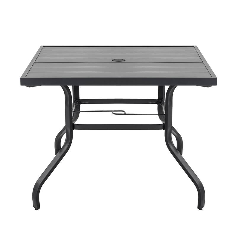 Outdoor 5-Piece Dining Set with Umbrella Hole, Black