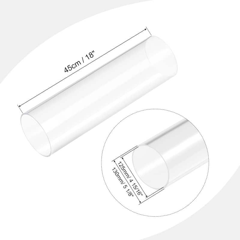 Acrylic Pipe Clear Round Tube 125mm ID 130mm OD 18" for Lamps Lanterns - Clear