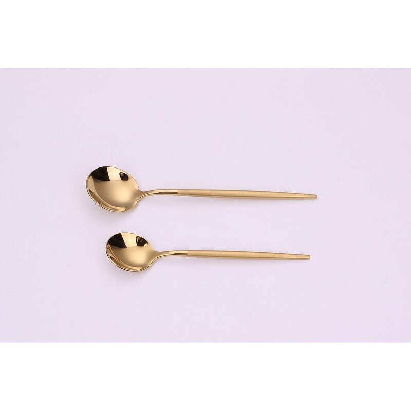 20 Pc Flatware Set Gold With Matte Handles - Service For 4 - 20 Pc