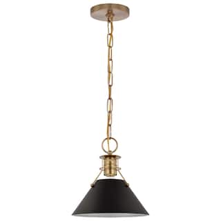 Outpost 1 Light Small Pendant Matte Black with Burnished Brass