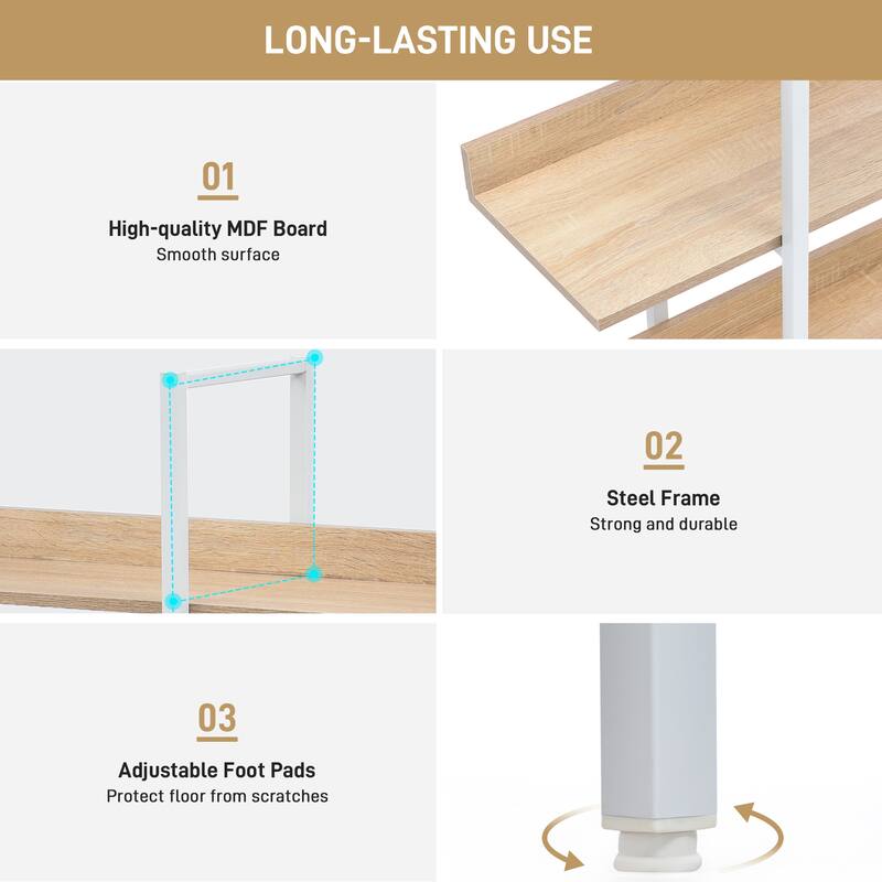 5 Tier Industrial Bookcase, Open Home Office Bookshelf with Metal Frame and MDF Shelves, Vintage Style