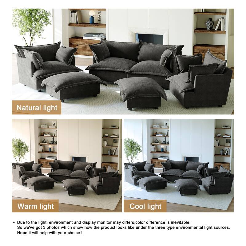 6 Piece Oversized Chenille Comfy Cloud Modular Sectional Sofa Set