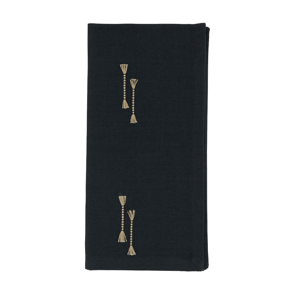 Line Design Fringe Table Napkins (Set of 4)
