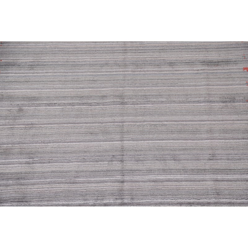 Striped Gabbeh Oriental Area Rug Hand-Knotted Tribal Wool Carpet - 7'10"x 9'9"