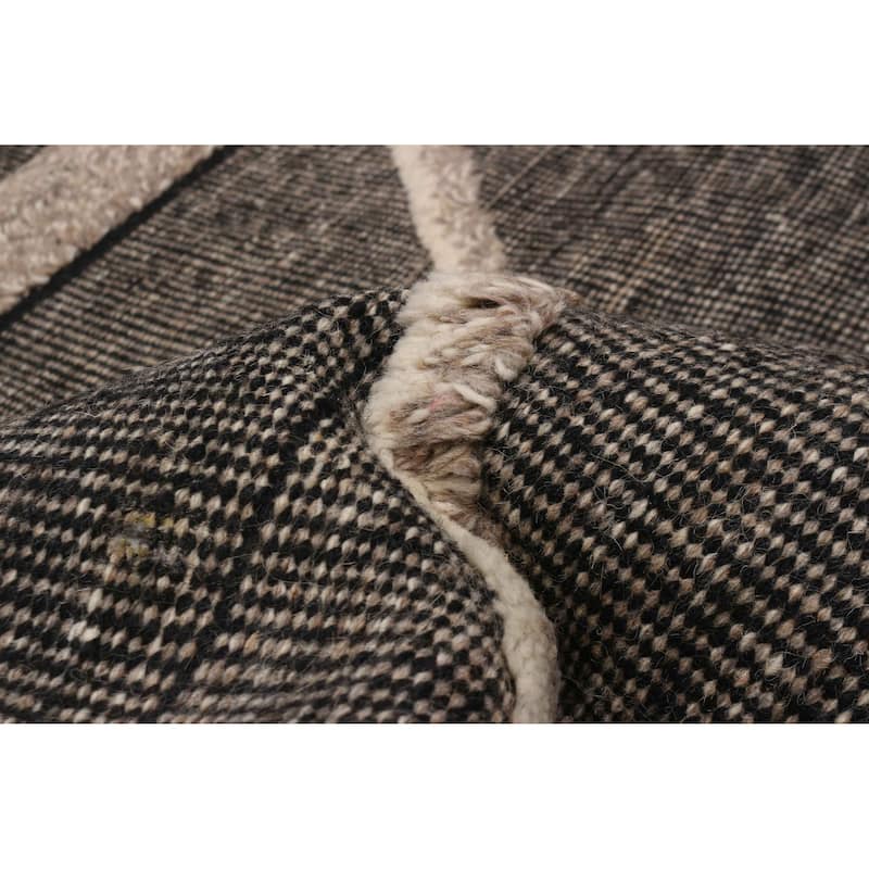 ECARPETGALLERY Hand-knotted Tangier Black, Light Grey Wool Rug - 8'3 x 10'3