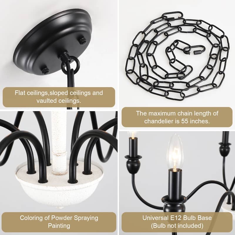 6-Light W36.2" x H74.8" Dimmable Chandelier Light for Kitchen Island Bedroom
