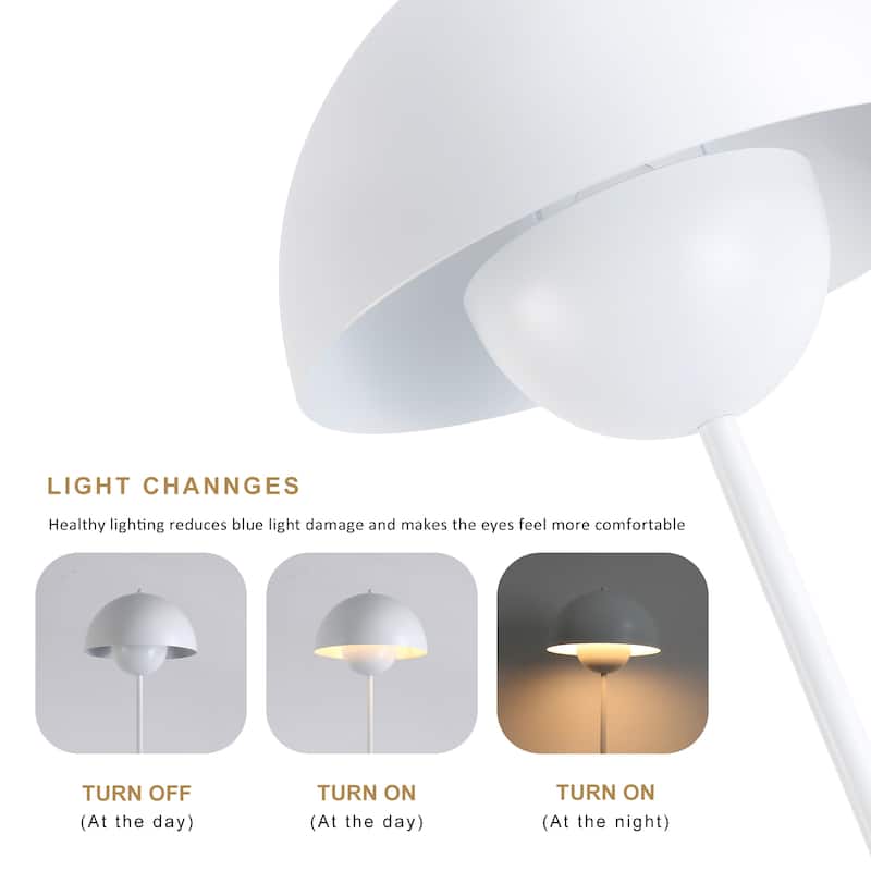 Industrial Metal Shade White/Black/Gold Floor Lamp with Foot Switch Modern Tall Standing Lamp for Living Room