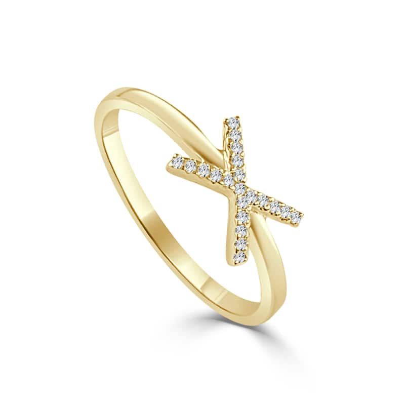 Joelle Collection Diamond Initial Ring for Her 14k Yellow Gold 1/10 ct TDW Women's Ring