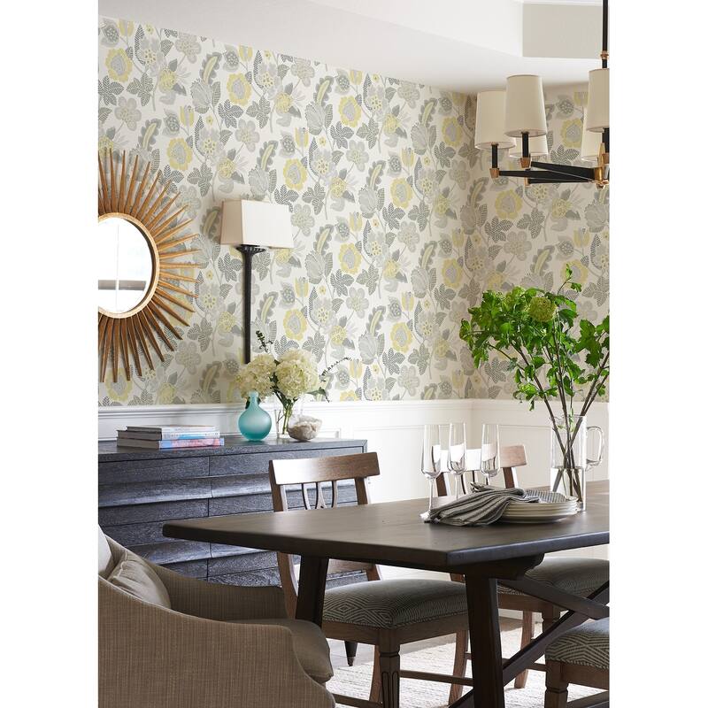 A-Street Prints Jana Light Grey Jacobean Wallpaper