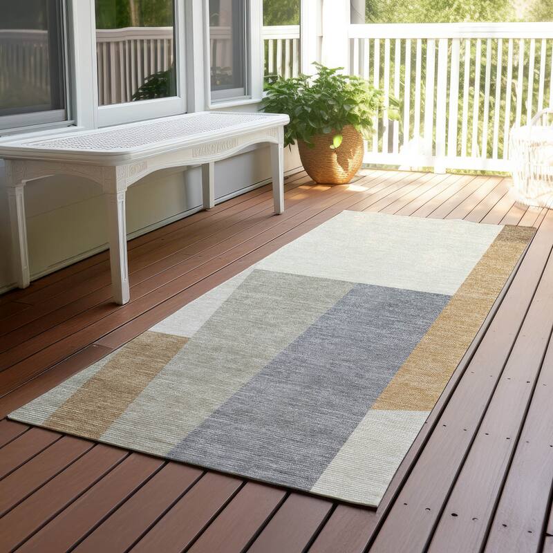 Machine Washable Indoor/ Outdoor Contemporary Jolie Chantille Rug - Beige - 2'3" x 7'6"