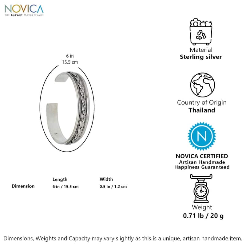 Novica Handmade Meandering River Sterling Silver Cuff Bracelet
