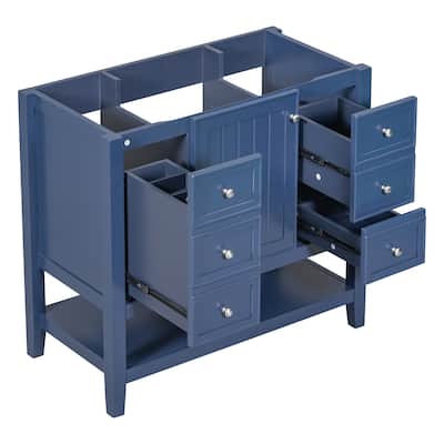 36 Inch Bathroom Vanity without Sink, Freestanding Storage Cabinet with 3 Drawers and Open Shelf