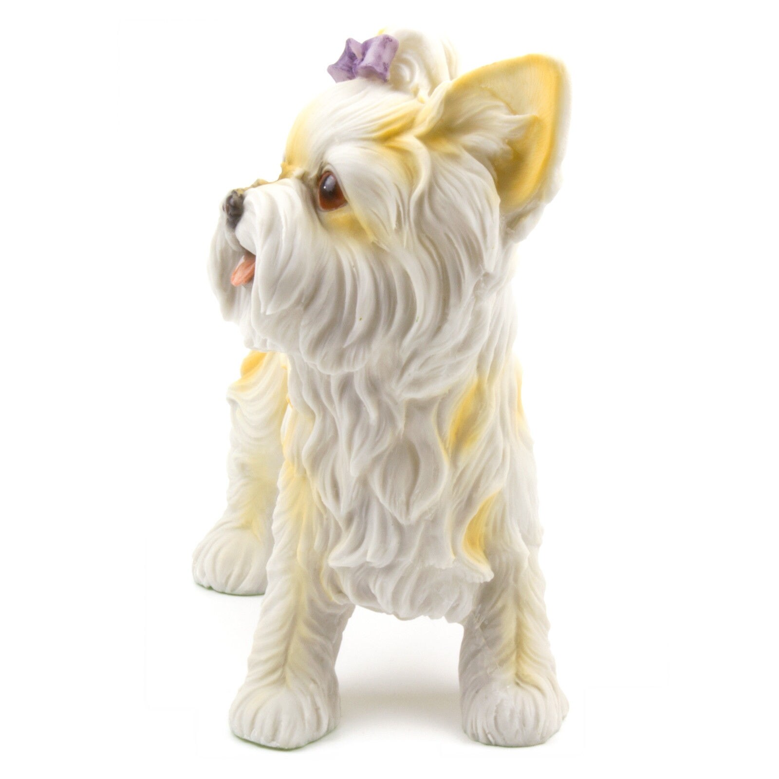 Hi-Line Gift Ltd. Lifelike Yorkshire Terrier Resin Statue - Sitting/Lying Garden Dog Decor