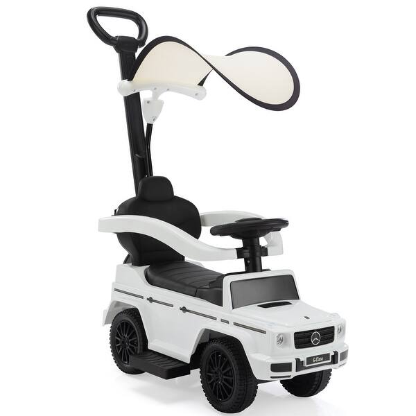 slide 2 of 10, 3-in-1 Ride on Push Car for Toddlers with Canopy, Storage, and Music, for Boys & Girls Ages 18-36 Months - White Kids - White