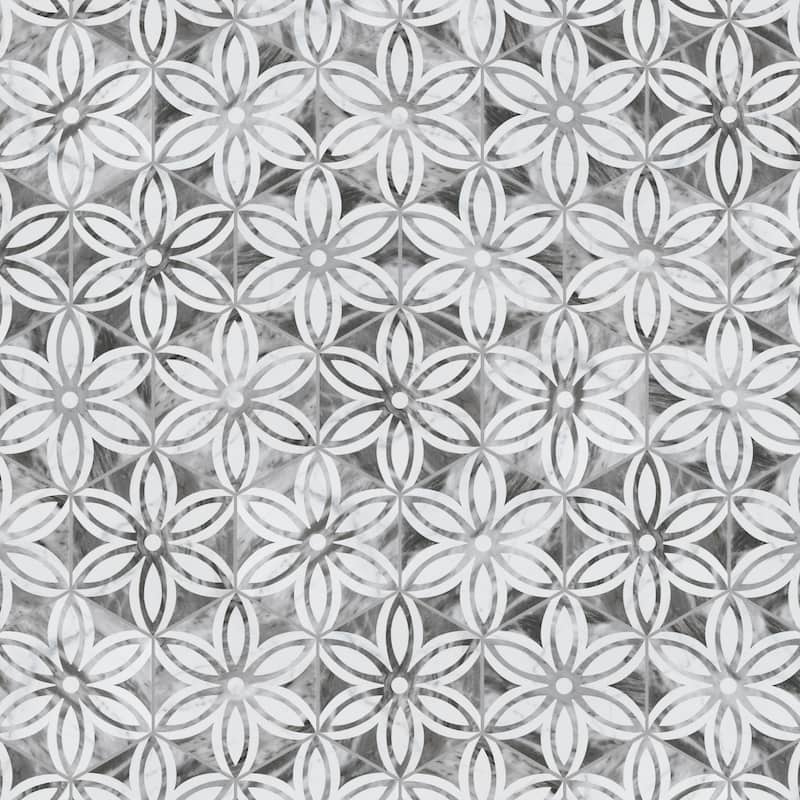Merola Tile Classico Bardiglio Hex Lily 7" x 8" Porcelain Floor and Wall Tile