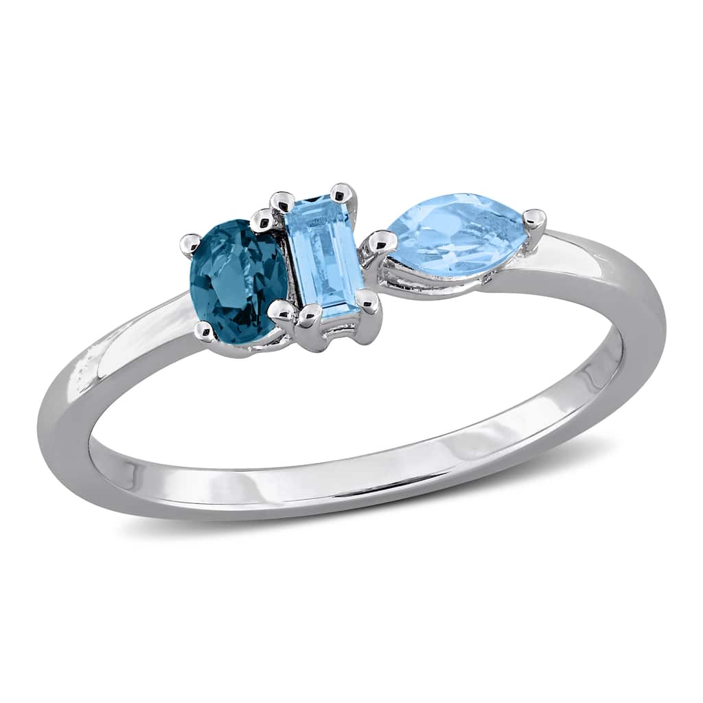 Miadora Multi-Gem Three Stone Ring Sterling Silver