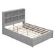 preview thumbnail 7 of 22, Full Size Solid Pine Platform Kids Bed Frame with Storage Headboard, Charging Station, and 2-Drawers, Easy to Assemble, Grey