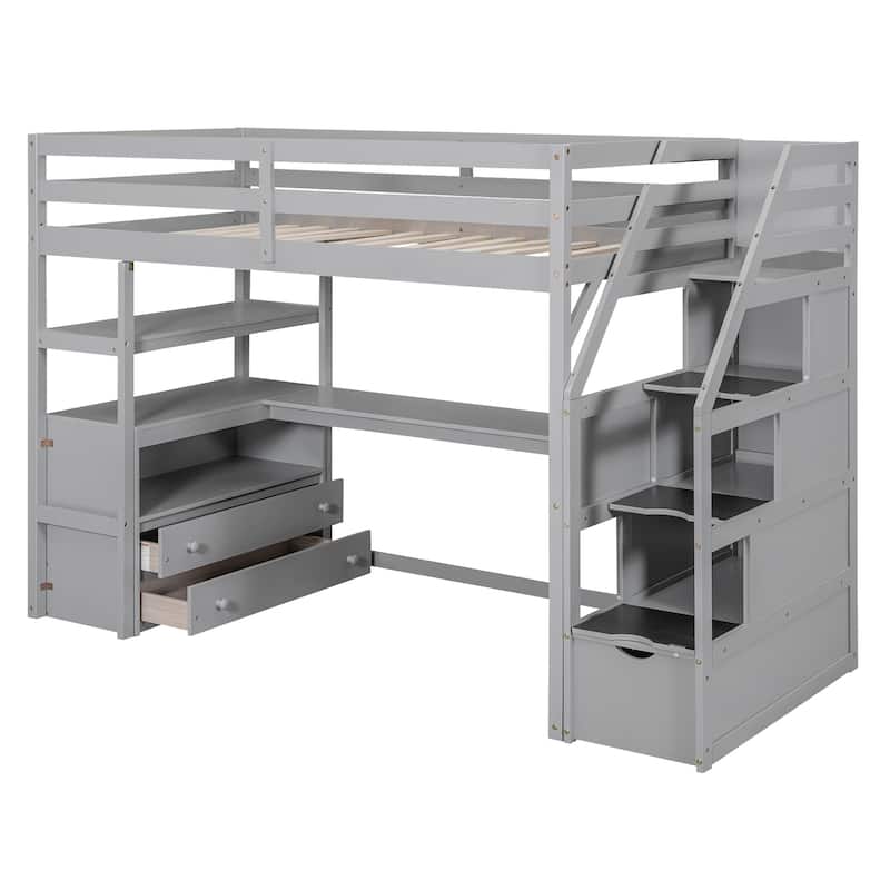 Twin Pine Loft Bed with Desk and Storage