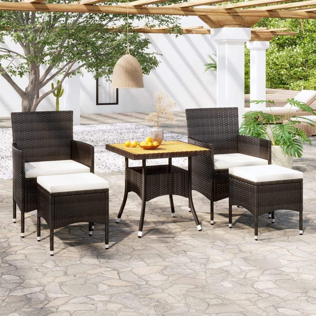 vidaXL Garden Dining Set Black, Cream White - 31.5 x 31.5 x 29.5