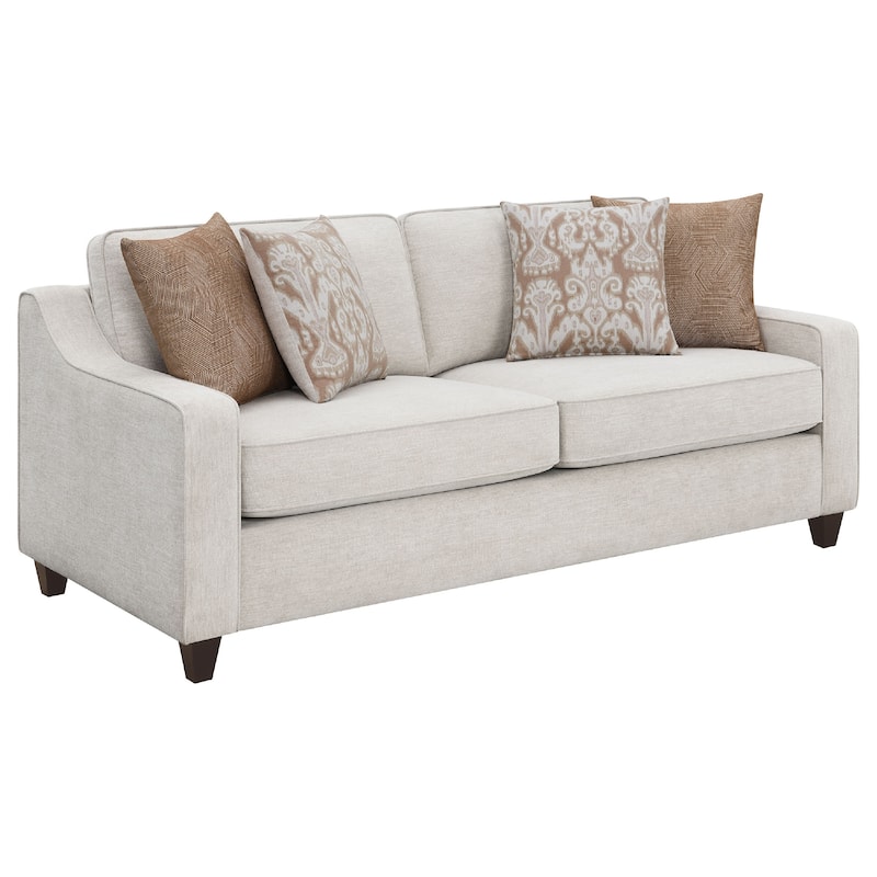 Kristy 2pc Modern Sofa Set, Sloped Track Arms, Beige Chenille