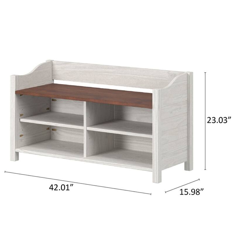 Shoe Rack and Bench White Distressed | Furniture Dash