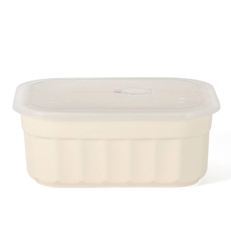 Martha Stewart Broadbrook 6 Piece Stoneware Meal Prep Container Set with Lids, Cream, Oven, Microwave & Dishwasher Safe